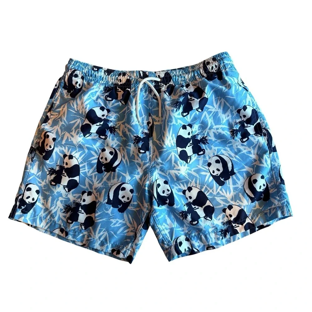 Trunks Brand Men Swim Trunks L Panda Bamboo‎ Blue Beach Mesh Lined Pool